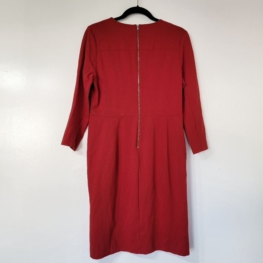 J. Crew Red Fitted Zip Ponte Dress Size 10 - Picture 2 of 9